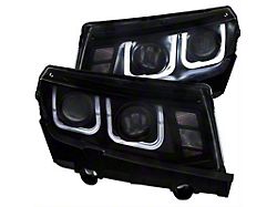 U-Bar Projector Headlights; Black Housing; Clear Lens (14-15 Camaro w/ Factory Halogen Headlights)