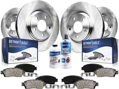 Vented Brake Rotor, Pad, Brake Fluid and Cleaner Kit; Front and Rear (10-15 Camaro LS, LT)