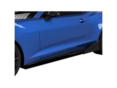 VZR1 Style Side Skirt Splitters; Dry Carbon Fiber Vinyl (16-24 Camaro)