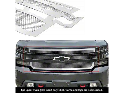 Wire Mesh Upper Grille; Polished (14-15 Camaro SS w/ RS Package)