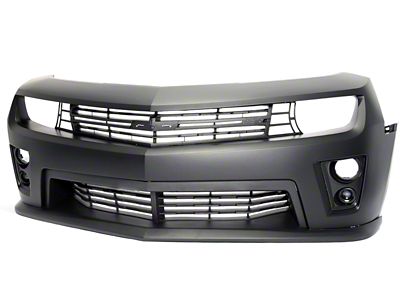 ZL1 Style Front Bumper Cover with Upper Lower Grille and Fog Lights; Primer Black (10-13 Camaro)