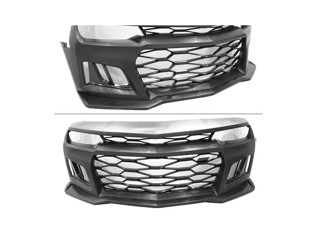 ZL1 Style Front Bumper with DRL Fog Lights; Unpainted (14-15 Camaro w/ Factory Halogen Headlights, Excluding ZL1)