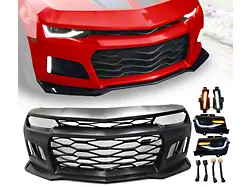 ZL1 Style Front Bumper with Headlights and Fog Lights; Unpainted (10-13 Camaro w/ Factory Halogen Headlights, Excluding ZL1)