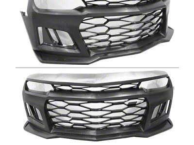 ZL1 Style Front Bumper with Turn Signal Fog Lights; Unpainted (14-15 Camaro w/ Factory Halogen Headlights, Excluding ZL1)