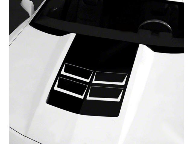 ZL1 Style Hood Cowl Stripe Decal; Matte Black (14-15 Camaro, Excluding SS)