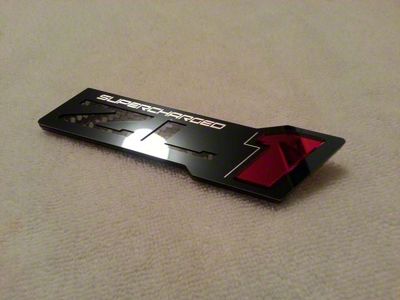 ZL1 ZR1 Style Emblem; Black Stainless Steel/Arcylic/Oynx Etched with Red Insert (10-23 Camaro)