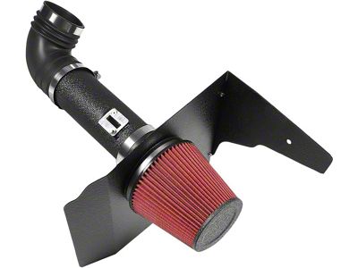 Aluminum Cold Air Intake with Red Filter and Heat Shield; Black (10-15 Camaro SS)
