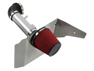 Aluminum Cold Air Intake with Red Filter and Heat Shield; Silver (10-11 V6 Camaro)