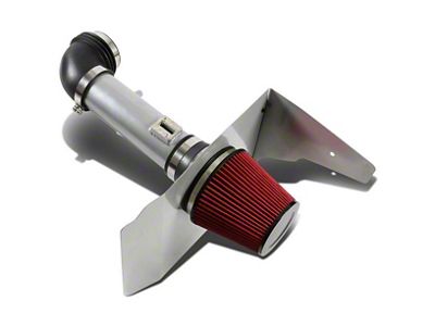 Aluminum Cold Air Intake with Red Filter and Heat Shield; Silver (12-14 V6 Camaro)