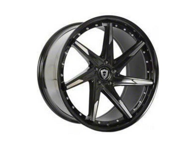 Capri Luxury C7023 Gloss Black Machined Wheel; Rear Only; 20x10.5 (16-24 Camaro)