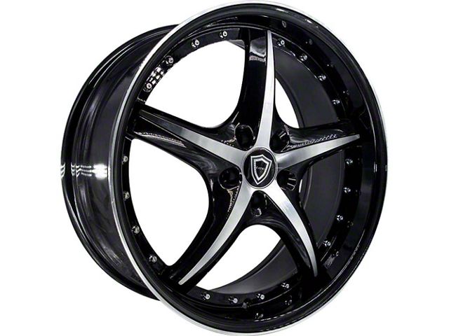 Capri Luxury C5193 Gloss Black Machined Wheel; Rear Only; 20x10.5 (15-23 Mustang GT, EcoBoost, V6)