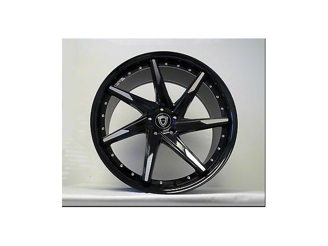 Capri Luxury C7023 Gloss Black Machined Wheel; 20x8.5 (15-23 Mustang GT, EcoBoost, V6)