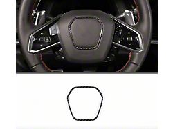 Carbonaddons Steering Wheel Airbag Chrome Delete Trim Cover; Carbon Fiber (20-26 Corvette C8)