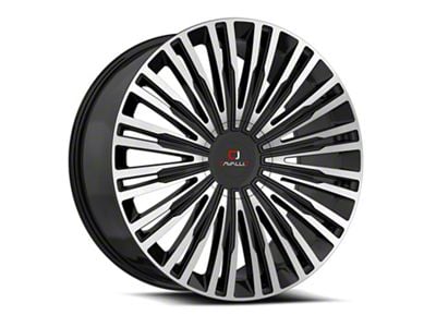 Cavallo CLV-48 Gloss Black and Machined Wheel; Rear Only; 24x9; 34mm Offset (16-24 Camaro, Excluding SS w/ 6-Piston Front Calipers & ZL1)