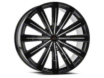 Cavallo CLV-49 Gloss Black and Machined Wheel; Rear Only; 24x9; 34mm Offset (16-24 Camaro, Excluding SS w/ 6-Piston Front Calipers & ZL1)
