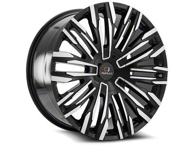 Cavallo CLV-28 Gloss Black and Machined Wheel; Rear Only; 22x8.5; 38mm Offset (94-98 Mustang)