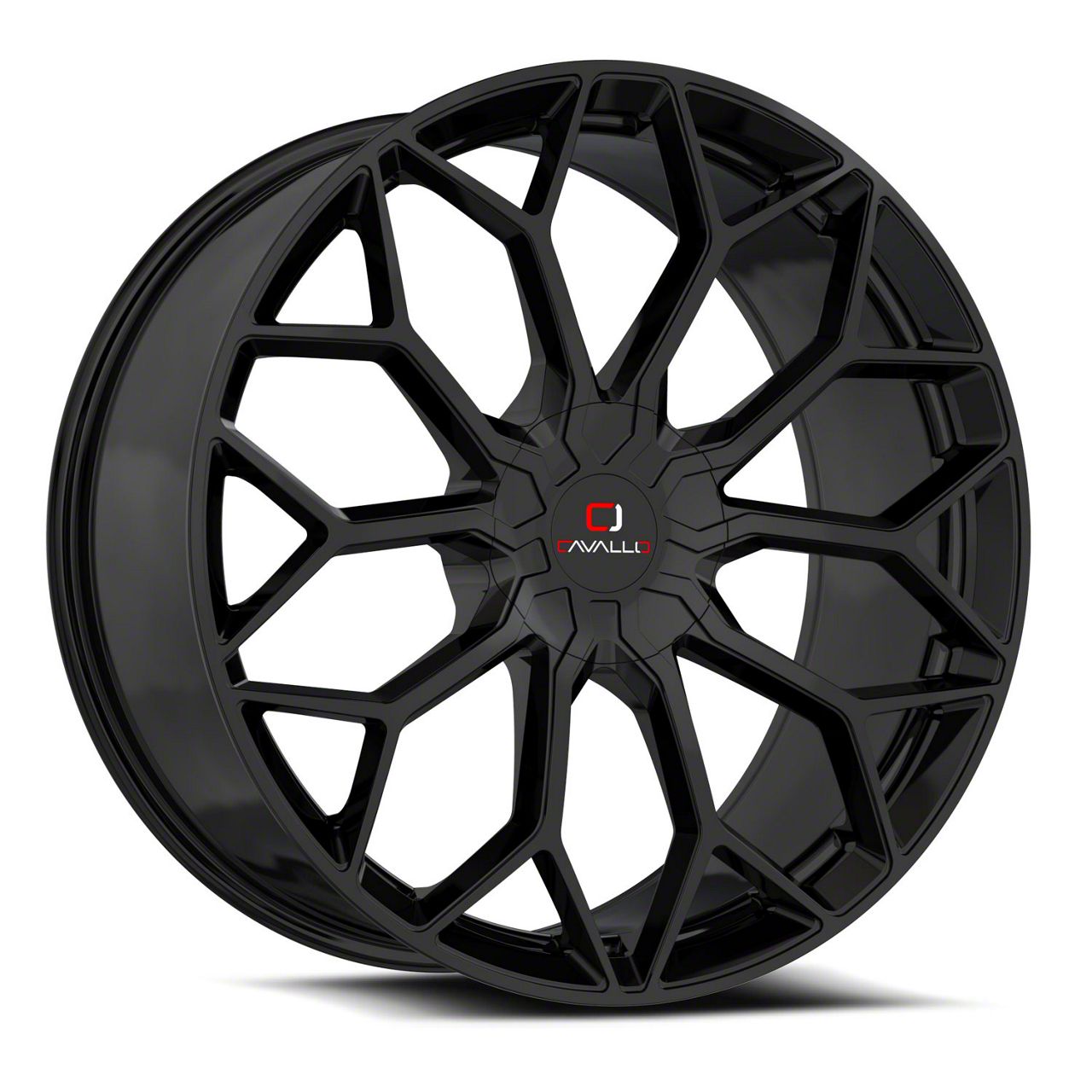 Cavallo Mustang CLV-5 Gloss Black and Machined Wheel; Rear