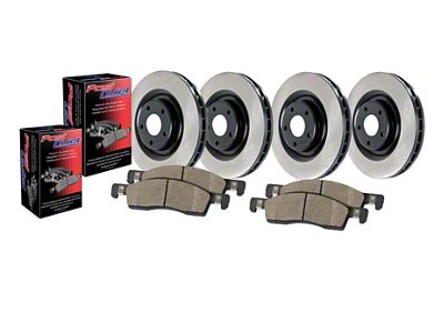 Preferred Axle Plain Brake Rotor and Pad Kit; Front and Rear (09-11 V6 Challenger w/ Solid Rear Rotors; 11-16 V6 Challenger w/ Touring Brakes; 17-23 V6 Challenger w/ Single Piston Front Calipers)
