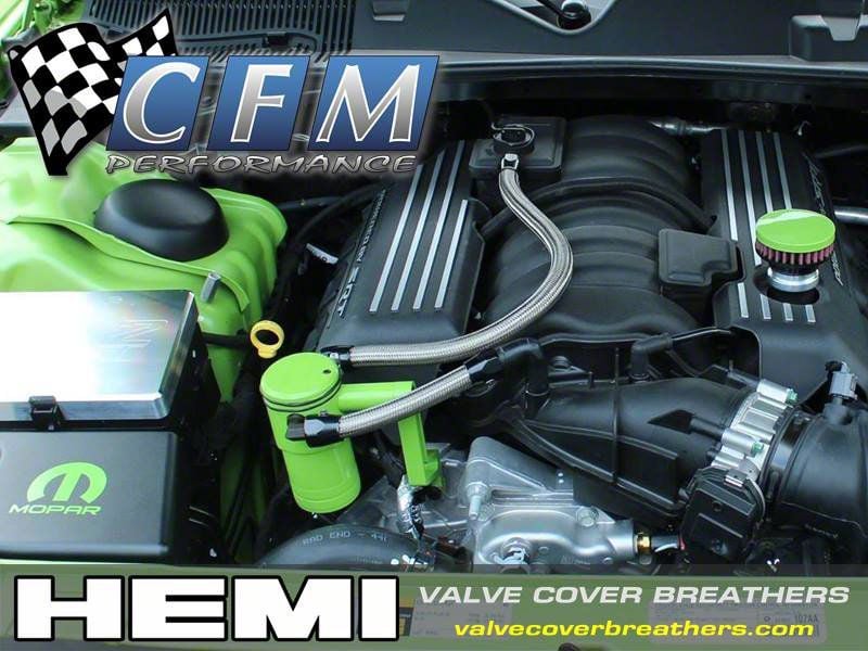 CFM Performance Challenger Baffled Billet Valve Cover Breather; Wrinkle ...