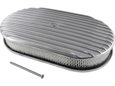 15-Inch Oval Air Cleaner; Full Finned Polished