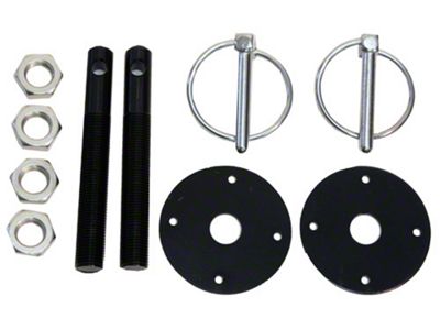 Aluminum Hood Pin Kit; Black (Universal; Some Adaptation May Be Required)