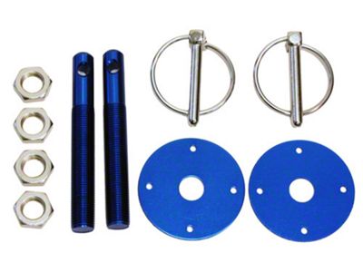 Aluminum Hood Pin Kit; Blue (Universal; Some Adaptation May Be Required)