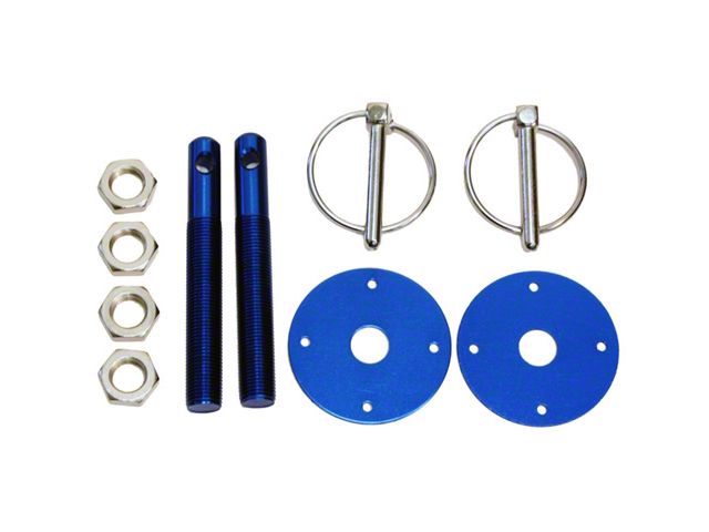 Aluminum Hood Pin Kit; Blue (Universal; Some Adaptation May Be Required)