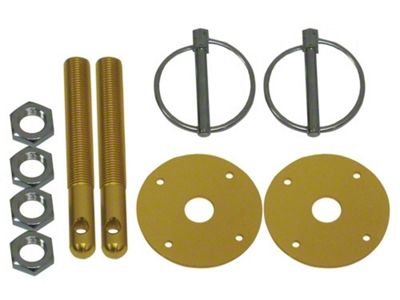 Aluminum Hood Pin Kit; Gold (Universal; Some Adaptation May Be Required)