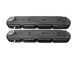 Chevy LS Retro Finned Valve Covers; Black