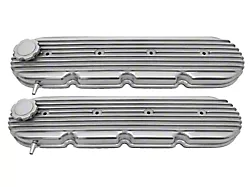 Chevy LS Retro Finned Valve Covers; Polished