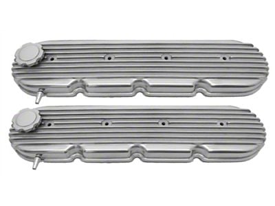 Chevy LS Retro Finned Valve Covers; Polished