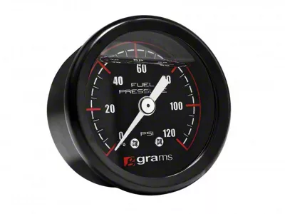 Grams Performance 0-120 PSI Fuel Pressure Gauge; Black (Universal; Some Adaptation May Be Required)