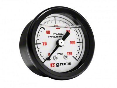 Grams Performance 0-120 PSI Fuel Pressure Gauge; White (Universal; Some Adaptation May Be Required)