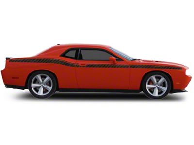 1970 Style Upper Body Stripes; Carbon Fiber (08-10 Challenger)