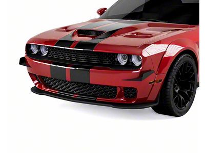 2LV Front Bumper Canards; Matte Black Vinyl (15-23 Challenger)