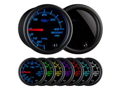 45 PSI Boost / Vacuum Gauge; Tinted 7 Color (Universal; Some Adaptation May Be Required)