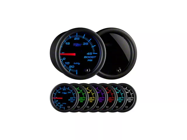 45 PSI Boost / Vacuum Gauge; Tinted 7 Color (Universal; Some Adaptation May Be Required)