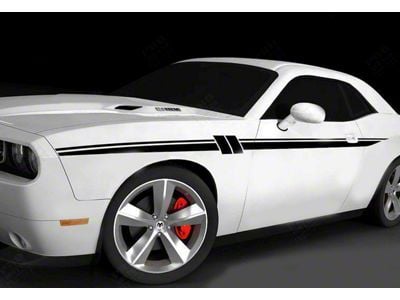 Accent Side Stripes; Gloss Black (11-14 Challenger)