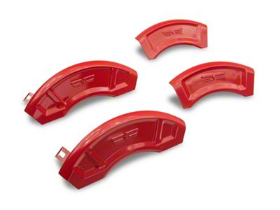 Aesthetic Brake Caliper Covers; Red; Front and Rear (11-23 Challenger R/T w/ Dual Piston Front Calipers; 2014 Challenger Rallye, Redline; 17-23 Challenger GT, T/A; 12-23 Challenger SXT w/ Dual Piston Front Calipers)