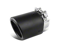 Angled Cut Rolled End Round Exhaust Tip; 4-Inch; Carbon Fiber (Fits 2.90-Inch Tailpipe)