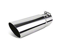 Angled Cut Round Exhaust Tip; 3.50-Inch; Polished (Fits 3-Inch Tailpipe)