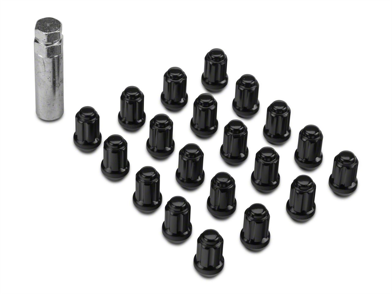 Challenger Black 6Spline Lug Nut Kit; 14mm x 1.5; Set of 20 (0823