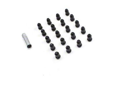 Black 6-Spline Lug Nut Kit; 14mm x 1.5; Set of 20 (08-23 Challenger)