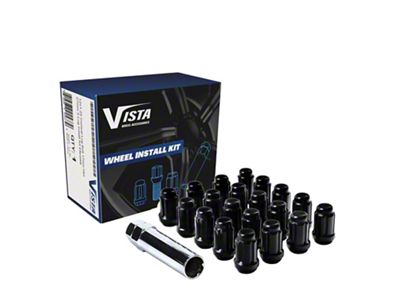 Black Acorn Spline Lug Nuts; M14x1.5; Set of 24 (08-23 Challenger)