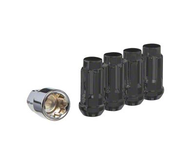 Black Acorn Wheel Locks; M14x1.5; Set of 4 (08-23 Challenger)