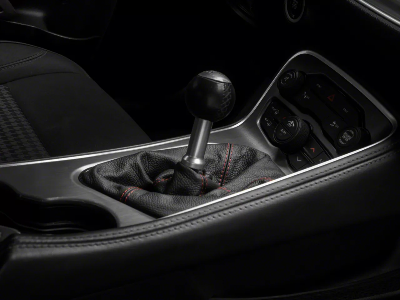 Challenger Manual Transmission Shifter Boot; Black Leather