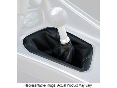 Manual Transmission Shifter Boot; Black Leather with White Stitching (15-23 Challenger)