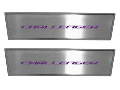 Brushed Door Badge Plate with Challenger Logo; Purple Carbon Fiber (08-14 Challenger)