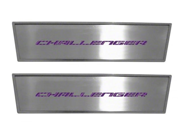 Brushed Door Badge Plate with Challenger Logo; Purple Carbon Fiber (08-14 Challenger)