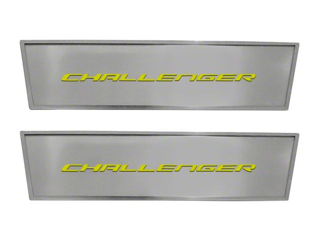 Brushed Door Badge Plate with Challenger Logo; Synergy Green Solid (08-14 Challenger)